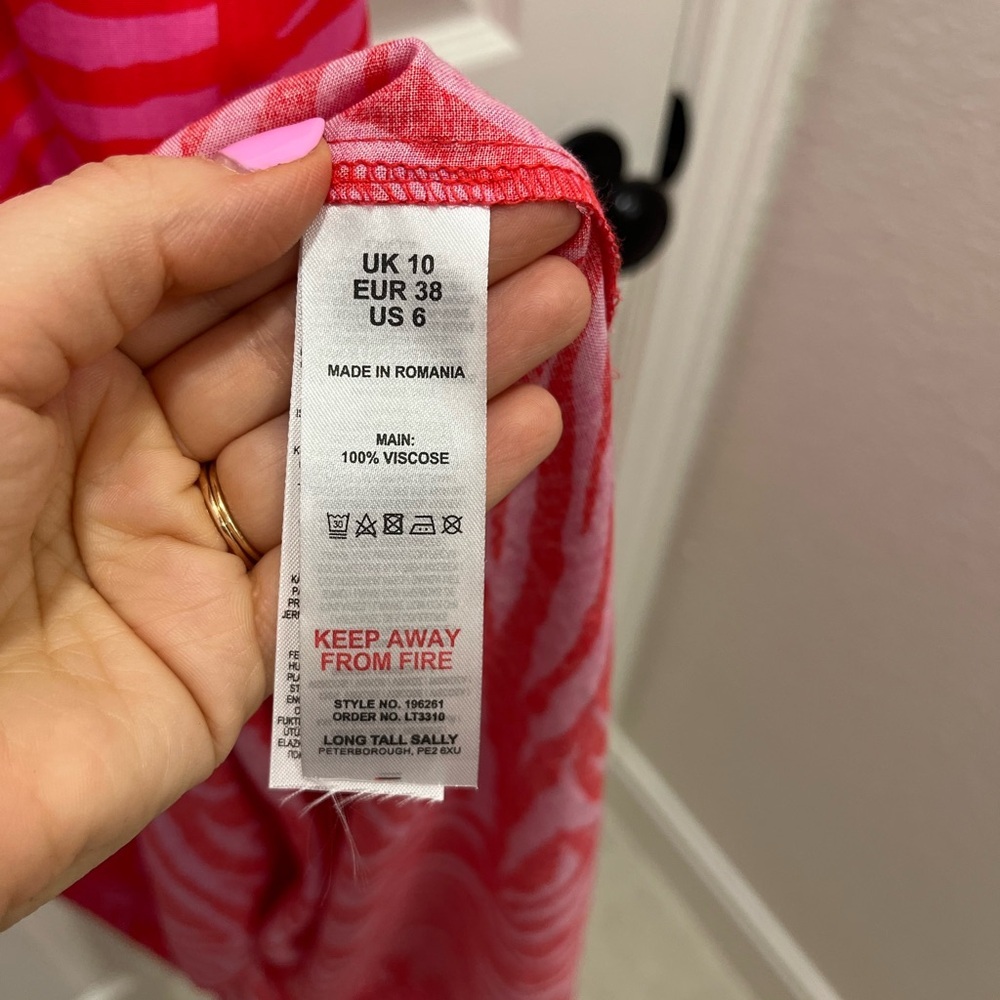 NWT LTS |‎ Long Tall Sally Bright Pink Zebra Print Midi Tea Dress Size 8 Tall - Picture 11 of 16